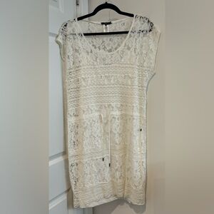 2/$20 Elegant DEPT white lace overlay dress M